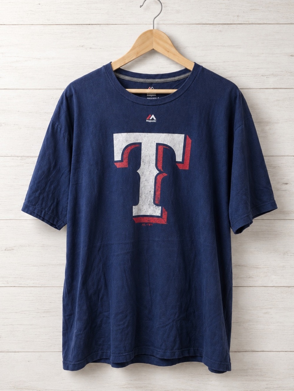 Texas Rangers MLB Graphic T-Shirt Men’s 2XL Majestic Navy Blue Tee